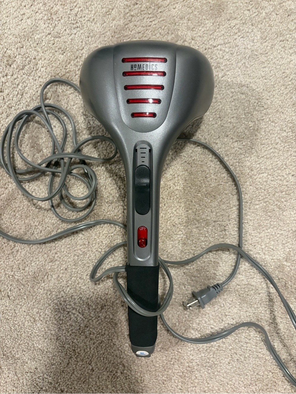 HoMedics Gray and Red Corded Handheld Massager